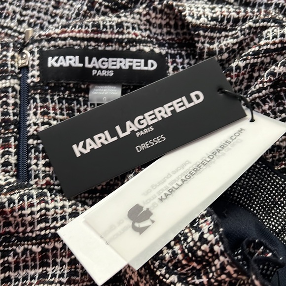 ❗️FINAL❗️ 🆕 Karl Lagerfeld Paris Ruffle Pearl Trim Sleeve Crepe Dress 🔴🔴 - Picture 3 of 6